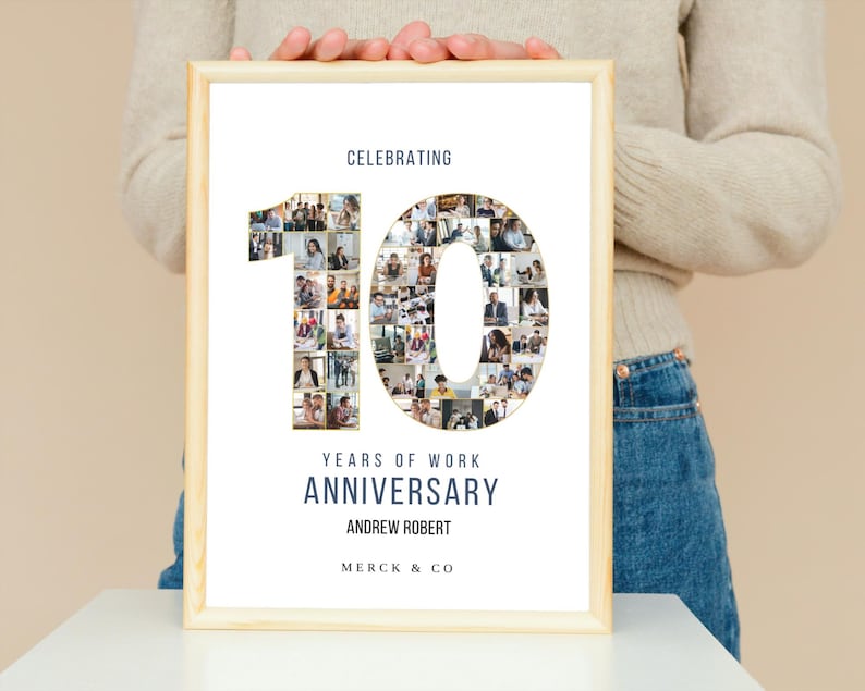 10th Work Anniversary Photo Collage Gift (Digital File)