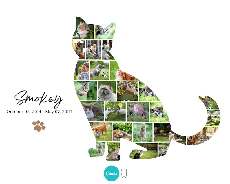 Custom Cat Photo Collage Template: Pet Memorial Gift (Digital File)