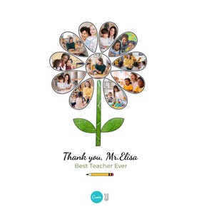 Personalized Teacher Photo Flower Print – End of Year Gift (Digital Download)