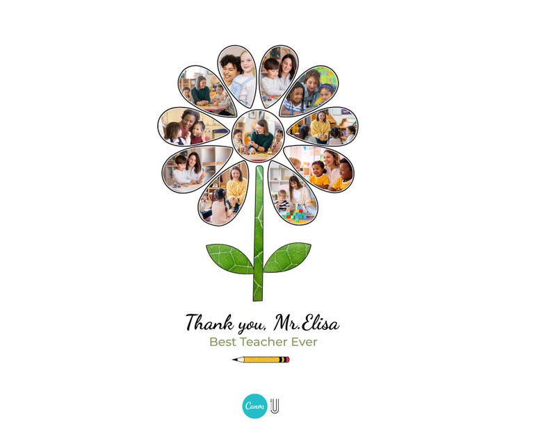 Personalized Teacher Photo Flower Print – End of Year Gift (Digital Download)