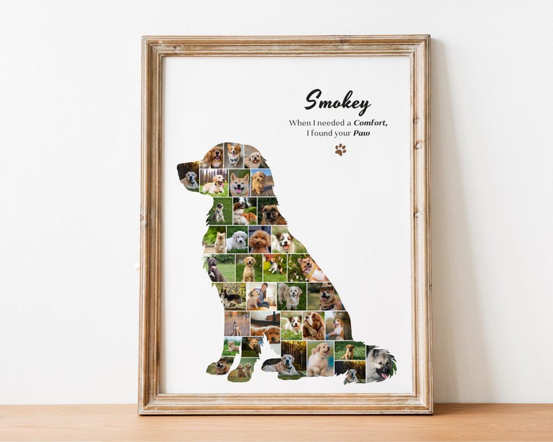 Personalized Golden Retriever Photo Collage Template Custom Dog Memorial Gift Pet Wall Art Printable Digital Download image 1