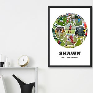 Soccer Photo Collage | Sport Photo Collage Gift | Senior Night Gifts for Football Girl Team | Coach Gift | Football Shape Collage for Kids