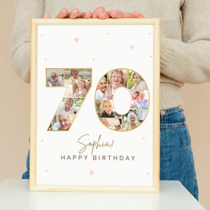 Fotokollagepresent till 70-årsdag: Canva-mall (digital nedladdning)
