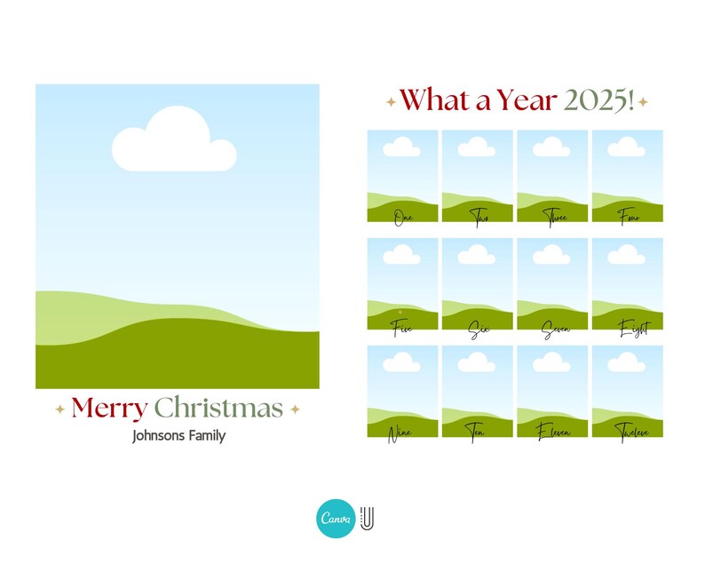 Editable Christmas Photo Card Template: Year in Review Collage (Digital Download)