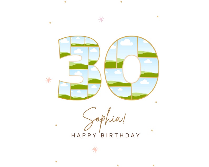 30th Birthday Photo Collage: Custom Canva Frame Gift (Digital)