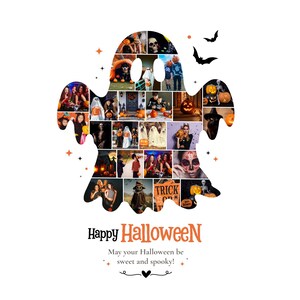 Halloween Photo Collage Template, Family Memory Keepsake, Spooky Wall Art, Trick or Treat Picture Frame, Canva Editable Gift