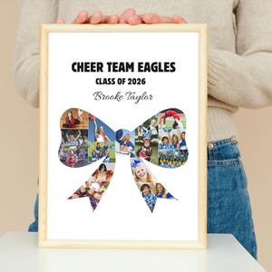 Cheer Bow Photo Collage | Senior Cheerleader Gift (Editable Canva Template)