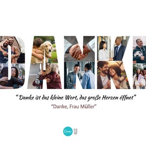 Personalized 'DANKE' Photo Collage Template: Thank You Gift (Digital File)