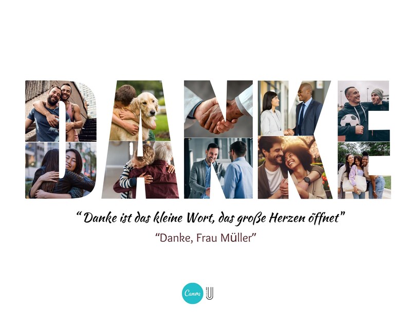 Personalized 'DANKE' Photo Collage Template: Thank You Gift (Digital File)