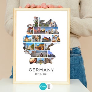 Germany Map Photo Collage Template: Travel Souvenir Gift (Canva)