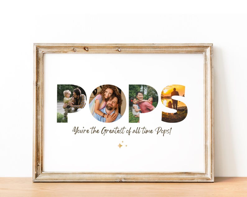 Personalized "Pops" Photo Collage, Father's Day Gift (Digital Download)