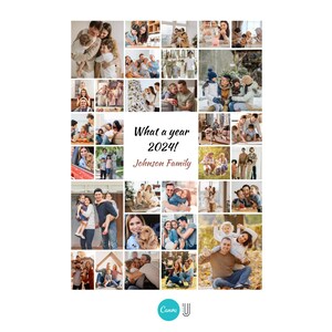 May include: A collage of family photos from 2024, featuring a variety of poses and settings. The text "What a year 2024! Johnson Family" is displayed in the center of the collage.