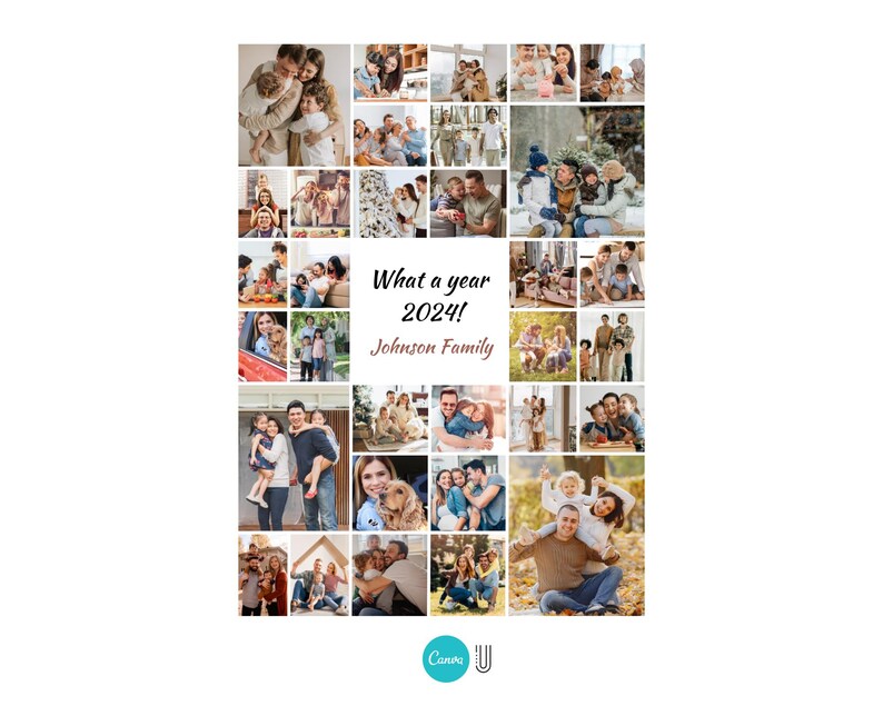 May include: A collage of family photos from 2024, featuring a variety of poses and settings. The text "What a year 2024! Johnson Family" is displayed in the center of the collage.