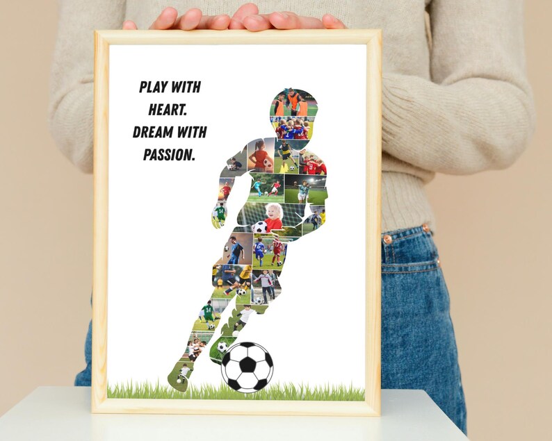 Football Boy Silhouette Photo Collage | Soccer Kids Canva Template