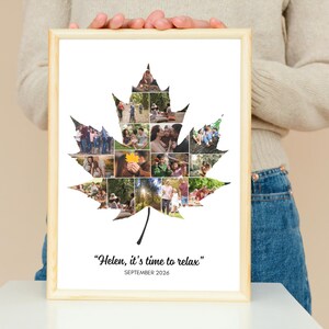 Maple leaf photo gift, maple leaf collage, Maple leaf collage for home decor, Maple leaf wedding photo collage, Maple leaf family collage