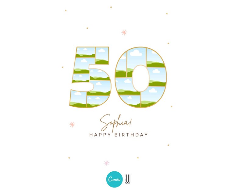 Personalized 50th Birthday Photo Collage Gift (Digital File)