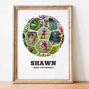 Soccer Photo Collage | Sport Photo Collage Gift | Senior Night Gifts for Football Girl Team | Coach Gift | Football Shape Collage for Kids