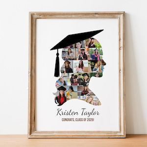 Graduation Photo Collage Template 2026 Senior Gifts Grad Collage Poster Graduation Cap Design Drag and Drop Canva Template Instant Download