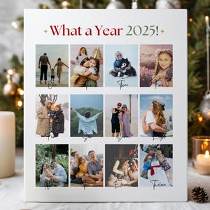 Editable Christmas Photo Card Template: Year in Review Collage (Digital Download)