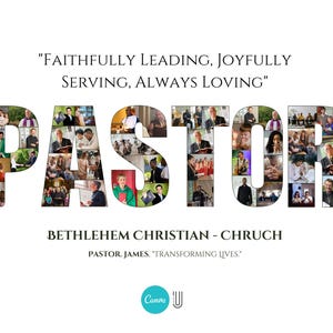 Pastor Appreciation Photo Collage: Christian Group Gift (Digital File)