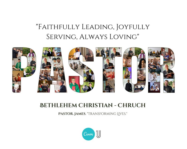 Pastor Appreciation Photo Collage: Christian Group Gift (Digital File)