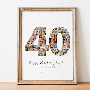 40th Birthday Photo Collage, Canva Template (Digital Download)