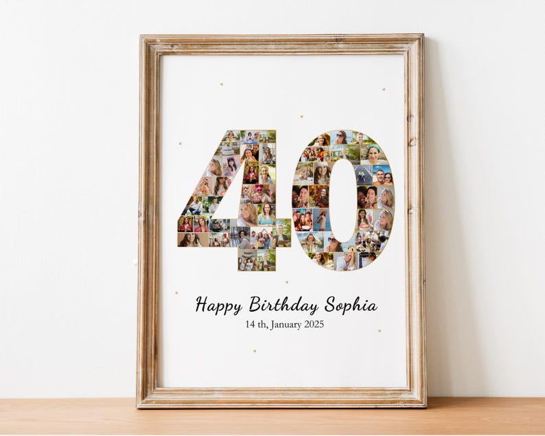 40th Birthday Photo Collage, Canva Template (Digital Download)