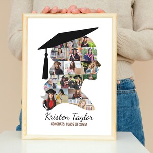 Graduation Photo Collage Template 2026 Senior Gifts Grad Collage Poster Graduation Cap Design Drag and Drop Canva Template Instant Download