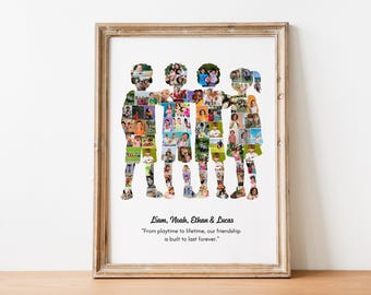 1 Mädchen 3 Jungen Fotocollage Geschenk, 4 Besties Geschenk, individuelles Geschenk für Freunde, Canva Fotocollage, BFF Collage, Freundschaftstag Geschenk, Kinder Friendshi