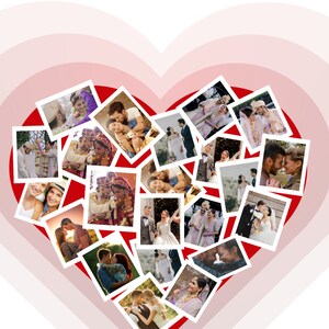 Heart Photo Collage Frame, Wedding, Anniversary Gift (Canva Template) image 3