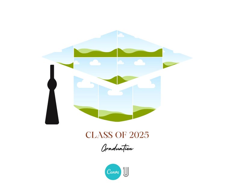Graduation Cap Photo Collage Template: Senior Gift (Editable in Canva)
