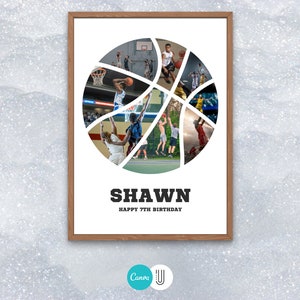 Basketball Photo Collage: Personalized Sports Gift (Digital File)