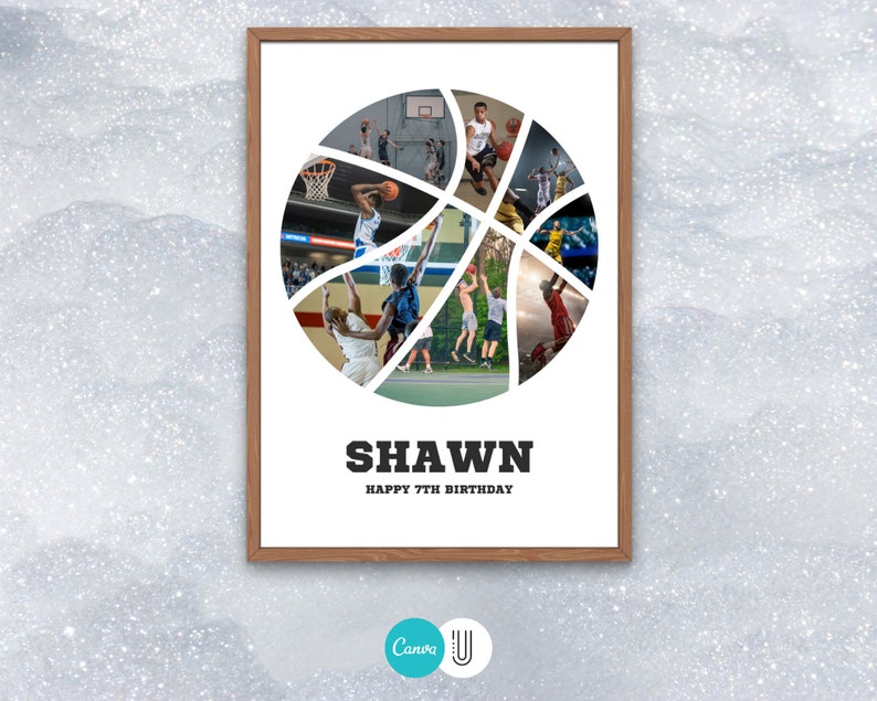 Basketball Photo Collage: Personalized Sports Gift (Digital File)