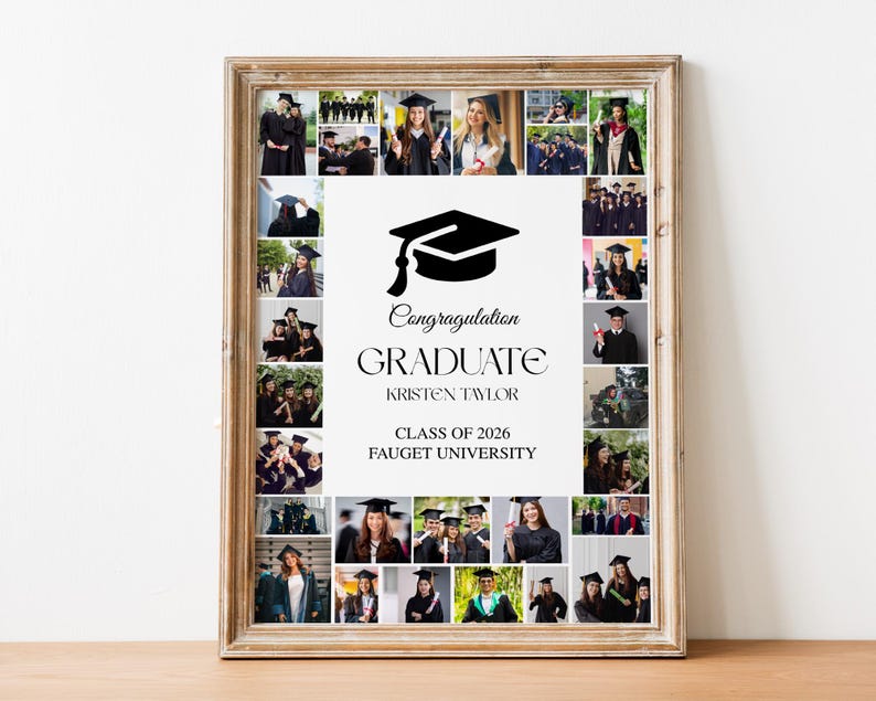Graduation Photo Collage Template Class of 2026, Graduation Welcome Sign, Graduation Party Poster Display, Editable Senior Grad Gift Canva