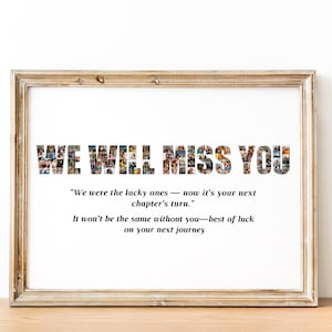 Afscheidsfotocollage-afdrukbaar afscheidscadeau voor collega, cadeau beste vriend, afscheidscadeau voor werknemer, we zullen je missen fotocollage
