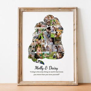Custom Dog Photo Collage Template, Dog and Girl Photo Collage Gift, Dog Lover Memorial, Custom Pet Collage