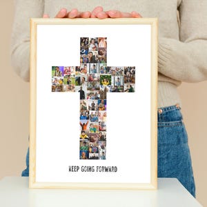 Christian Cross Photo Collage Template: Faith Keepsake (Editable Canva, Digital Download