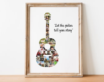 Gitarre Fotocollage Vorlage, personalisierte Bildcollage, Musikliebhaber
