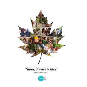 Maple leaf photo gift, maple leaf collage, Maple leaf collage for home decor, Maple leaf wedding photo collage, Maple leaf family collage