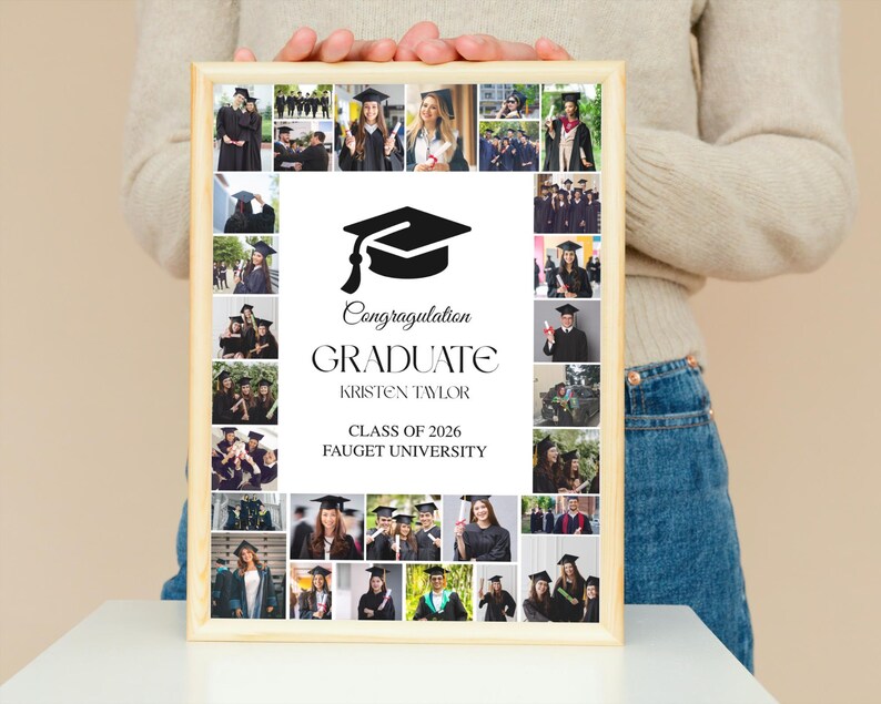 Graduation Photo Collage Template Class of 2026, Graduation Welcome Sign, Graduation Party Poster Display, Editable Senior Grad Gift Canva