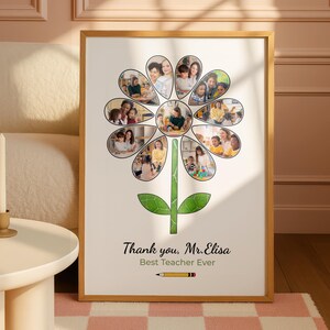 Personalized Teacher Photo Flower Print – End of Year Gift (Digital Download)