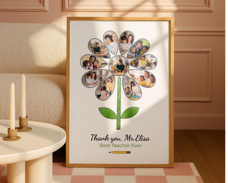 Personalized Teacher Photo Flower Print – End of Year Gift (Digital Download)