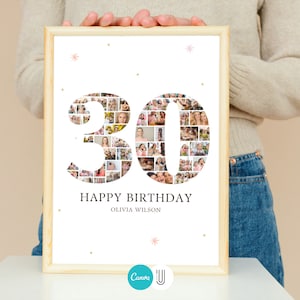30 Collage Frame Canva Editable , 30 Number Collage Frame ,30th Birthday Collage ,30th Anniversary Collage