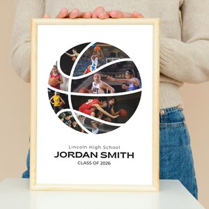 Personalized Basketball Photo Collage, Senior Night Gift, Class of 2026 (Canva Template Digital Download) image 4