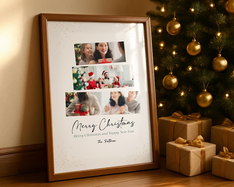 Christmas Photo Collage Template: Season's Greetings Canva Frame (Digital File) image 1