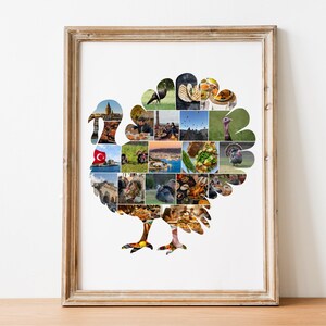 Turkey Photo Collage Canva Template Thanksgiving Family Photo Collage Autumn Fall Turkey Printable Personalized Thanksgiving Gift image 2
