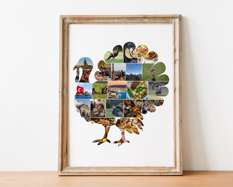 Turkey Photo Collage Canva Template Thanksgiving Family Photo Collage Autumn Fall Turkey Printable Personalized Thanksgiving Gift image 2