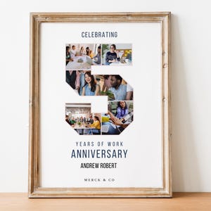 Regali per anniversario di lavoro, regali personalizzati, collage fotografico per il 5° anniversario, regalo per dipendente, collage per anniversario di lavoro, collage numero 5, regali