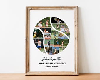 Tennis Photo Collage Template Editable Canva Template Senior Night Gift Coach Gifts Players Gift
