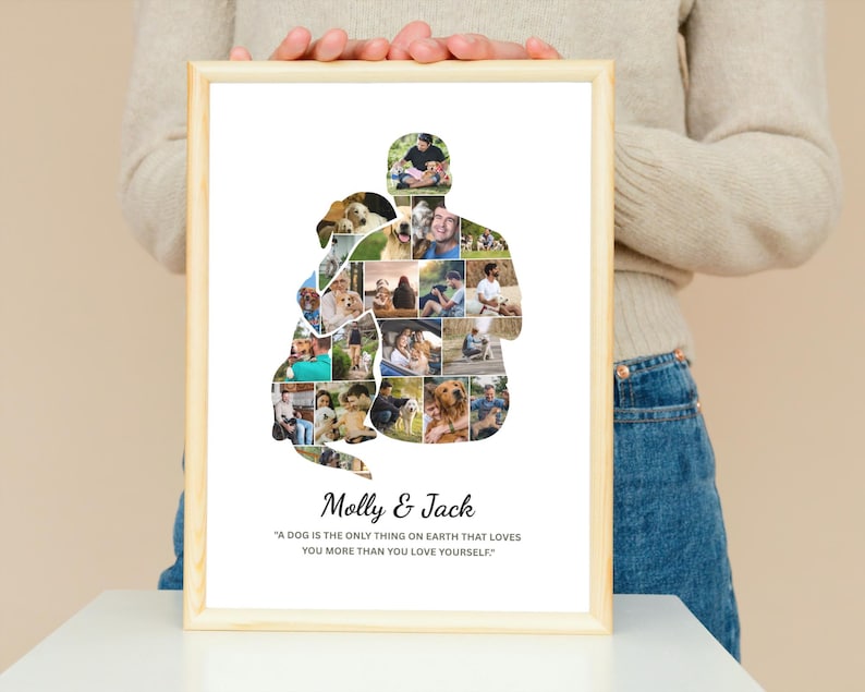 Personalized Dog & Man Photo Collage: Custom Pet Keepsake (Digital Download)